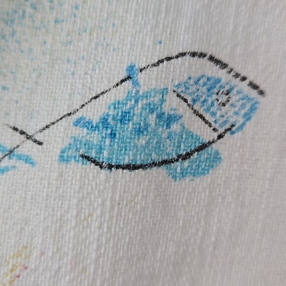 Chico's Linen Blend White Trouser Crop Pant Summer Fish Postcard Lace Up Bottom - Picture 8 of 12